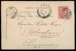 SIAM. 1905.EGYPT - SINGAPORE - MALAYSIA - SIAM Adm. Period. Fkd Card THAI P.O. Port Said (Egypt To Kelatan With Thai PO  - Siam