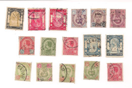 SIAM. THAILAND (Malaya). 1887-1906. Various Thai Issues On A Stock-card Bearing 15 Stamps All Cancelled By Three Differe - Siam