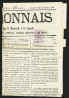 Lettre N°1 OBL Typo Sur Journal "Le Luçonnais" (1869) Et Journaux N°7 OBL Typo Sur Journal De Luçon Et De La Vendée, TB - Zeitungsmarken (Streifbänder)