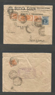 URUGUAY - Stationery. 1910 (19 Ene) Paysandu - Switzerland, Lugano (11 Feb) Botica Suiza Ilustrated Envelope Multifkd On - Uruguay