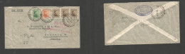 URUGUAY. 1932 (5 Febr) Mont - Germany, Hamburg. Air Multifkd Env + Red German Air Cachet. Reverse Via Paris Avion (15 Fe - Uruguay