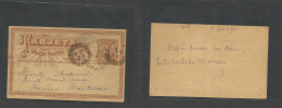 URUGUAY. 1898 (9 Aug) Union - Montevideo, Maroñas. 3c Brown Illustr Stat Card Transited Internally. - Uruguay