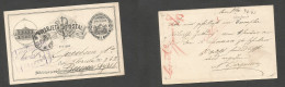 URUGUAY. 1883 (4 June) Mont - Argentina, Buenos Aires (5 June) 2c Black Early Overseas Illustr Stat Card. VF. - Uruguay