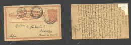 URUGUAY. 1900 (20 Febr) Mont - Belgium, Bruxelles (20 March) 3c Red / Cream Stat Card. Fine Used. - Uruguay