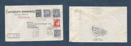 URUGUAY. 1946 (18 July) Montevideo - Switzerland, Solothurn. Air BS AA. Multifkd Env At 42c Rate Tied Cds. Fine Stamps C - Uruguay