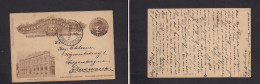 URUGUAY. 1919 (17 Apr) TPO. Estancia Caviglia - Denmark, Cph. 2c Ovpt Ateneo Illustrated Card. VF Scarce Origin + Ambula - Uruguay