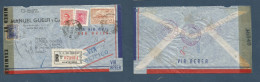 URUGUAY. 1944 (11 May) Montevideo - USA, Wilmington. Registered Via Panagra Multifkd US Censored Envelope + Blue Cachet  - Uruguay