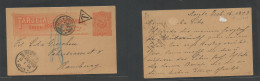 URUGUAY. 1893 (Dec 16) Montevideo - Germany, Hamburg (13 Jan 94) 2c Red Illustrated Stationary Card, Taxed "T" Cachet +  - Uruguay