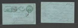 URUGUAY. 1885 (3 Sept) Montevideo - Germany, Jenec (1 Nov) 3c Green / Bluish Early Stationary Card. XF Used, Cds + Arriv - Uruguay