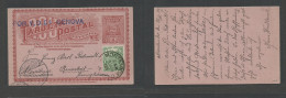 URUGUAY. 1905 (30 Nov, Inverted Month) Montevideo - Germany, Remscheid (23 Dec) Per "V.D.DI Genova" 2c Brown / Pink Stat - Uruguay