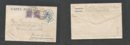 URUGUAY. 1936 (9 July) Mont - Brazil, FJ. 5c Blue Stat Lettersheet + 2 Adtls. VF Usage. Scarce Item. - Uruguay