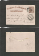 URUGUAY. 1912 (21 Ago) Tacuarembo - Montevideo. 3c Brown Stat Lettersheet, Cancelled "K" Grill. Fine. - Uruguay