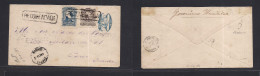 URUGUAY. 1883 (4 Sept) Cordon - France, Paris. Via Marseille (3 Oct) Registered Multifkd Early 10c Blue Stationary Envel - Uruguay