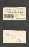 URUGUAY. 1903 (7 Feb) Montevideo - Netherlands, Amsterdam (3 March) Via Paris. Registered AR Multifkd Env. French Paqueb - Uruguay