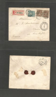 URUGUAY. 1892 (13 Abril) Montevideo - France, Paris Via Lisboa (3 May) Registered Mutifkd Env. VF. - Uruguay