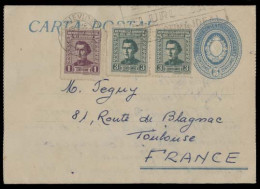 URUGUAY. 1951 (18 Jan). Montevideo - France. 5c Blue Stat Letter Sheet + 3 Adtls Stamps. VF. - Uruguay