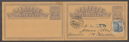 URUGUAY. 1898 (19 Dec). Montevideo - Germany, Altona (1 Jan 99). 2c Lilac Doble Stat Card 1c Adtl Tied Cds With Proper T - Uruguay