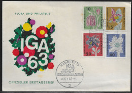 Germany. FDC Mi. 392-395.  Flora And Philately Exhibition, Hamburg.  FDC Cancellation On Cachet Special Envelope - 1961-1970
