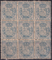 1879-255 CUBA SPAIN TELEGRAPH Ed.47 1879 ALFONSO XII 2 Ptas BLOCK 9.  - Prephilately