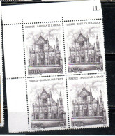 ITALIA REPUBBLICA ITALY REPUBLIC1995 PATRIMONIO ARTISTICO E CULTURALE ITALIANO BASILICA SANTA CROCE FIRENZE QUARTINA MNH - 1991-00:  Nuovi