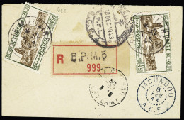 Delcampe - Lettre Tunisie N°339, 2 Pièces, OBL CAD "Poste Militaire BPM 5" (1944) Au Verso D'une Petite Lettre Recommandée Censurée - Autres & Non Classés