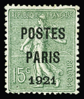 (*) N°28 15c Vert-olive POSTES PARIS 1921, Nsg, TB. Signé Scheller - Otros & Sin Clasificación