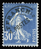 * N°60 30c. Bleu, Variété Légende République Française Partiellement Effacée, Neuf *, Charnière Propre, TTB. Signé Calve - Otros & Sin Clasificación