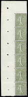 ** N°3 15c Semeuse Lignée Vert-gris, Bande Verticale De 6 Cdf, Pli Sur 2 Ex., Neuf **, TB, R - Coil Stamps