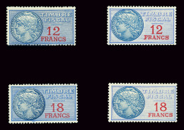 * Timbre Fiscal N°38 Et 38b 12f Bleu Avec Grandes Ou Petites Lettres à "FRANCS", Et Idem Avec N°40 Et 40a, Neuf *, TB - Other & Unclassified