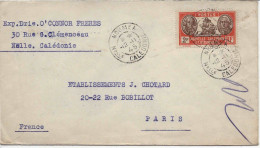 1945 Nouméa Nouvelle Calédonie Timbre 2 Francs Navire Seul Sur Lettre Pour Paris - Briefe U. Dokumente