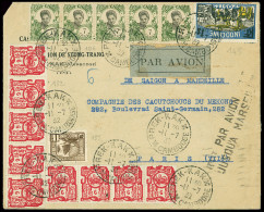 Lettre Indochine N°106, Bande De 5 + 132, 9 Pièces + 155 + 145 OBL CAD "Prek-Kak Cambodge" (1932) Sur Lettre Recommandée - Kambodscha