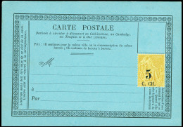 Lettre Rarissime CARTE POSTALE PRECURSEUR Particulière à La Cochinchine, Carton Bleu, Timbre N°3, Neuf, TTB, RR (Cote St - Autres & Non Classés