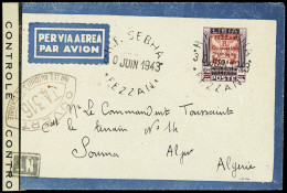 Lettre N°10 50f Sur 75c Violet Et Rouge Obl. Sebha 30 Juin 1943 Sur Lettre Censurée Pour Alger, Arr. 8.7.43, TTB, RR. Ce - Otros & Sin Clasificación