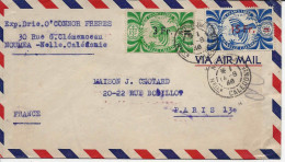 1946 Nouméa Nouvelle Calédonie Timbre Oiseau FRANCE LIBRE Surchargé 3 Fr. Et 15 Fr.  Sur Lettre Pour Paris - Lettres & Documents