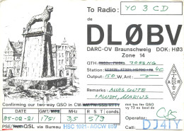 Germany Federal Republic Radio Amateur QSL Card Y03CD DL0BV - Radio Amatoriale
