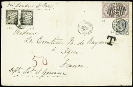 Lettre Grande-Bretagne N°73 En Paire + 76 OBL Duplex 324 + CAD Guernsey (1885) Sur Lettre Pour Agen Avec Timbres-taxe 17 - Sonstige & Ohne Zuordnung