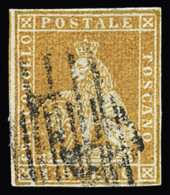 Obl N°11 1s Jaune Foncé, Obl., Réparé Mais TB D'aspect, Rare - Toscane