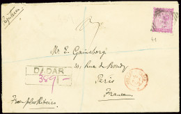 Lettre Inde Anglaise  : N°41 + N°33, Bloc De 8 (au Verso) OBL CAD Carré "Dadar" (1895) Sur Lettre Recommandée Pour Paris - Other & Unclassified
