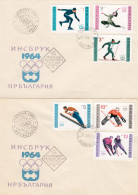 Bulgarie 1964 - Jeux Olympiques D'hiver 6 V. (2 Enveloppes) - FDC, Cachet Noir - FDC