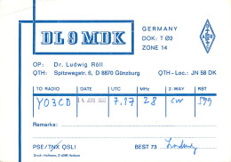 Germany Federal Republic Radio Amateur QSL Card Y03CD DL9MDK - Radio Amatoriale