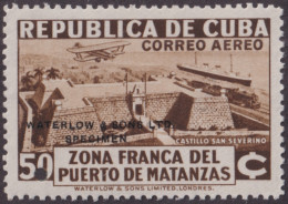 1936-431 CUBA REPUBLICA MNH 1936 50c AIR ZONA FRANCA COLOR PROOF WATERLOOW.  - Unused Stamps