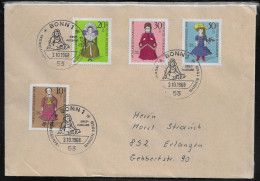 Germany. FDC Sc. B438-B441.   Welfare: Standing Dolls.  FDC Cancellation on Plain Envelope - 1961-1970