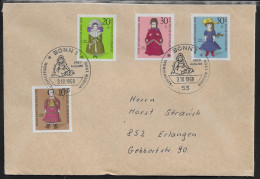 Germany. FDC Sc. B438-B441.   Welfare: Standing Dolls.  FDC Cancellation on Plain Envelope - 1961-1970