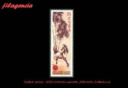 CUBA MINT. 2002-01 AÑO CHINO LUNAR. AÑO DEL CABALLO - Neufs