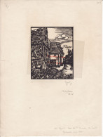 Honfleur. Gravure Sur Bois, Numérotée 5/30 Signée Yver "Rue De L'Homme De Bois". 1915 - Altri & Non Classificati