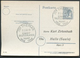 P962/06 Postkarte ZUDRUCK Zirkenbach Halle Sost.EINHEIT DEUTSCHLANDS Themar 1948Kat.5,00 € - Interi Postali