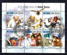 Célébrités Mère Teresa Guinée Bissau 2015 (14) Yvert N° 6145 à 6149 Oblitérés Used - Madre Teresa