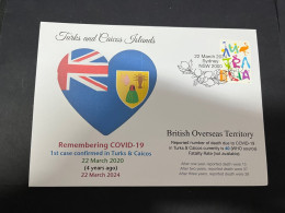 23-3-2024 (3 Y 44) COVID-19 4th Anniversary - Turks & Caicos Island (UK) - 23 March 2024 (with OZ Stamp) - Malattie