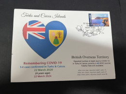 23-3-2024 (3 Y 44) COVID-19 4th Anniversary - Turks & Caicos Island (UK) - 23 March 2024 (with OZ Stamp) - Malattie