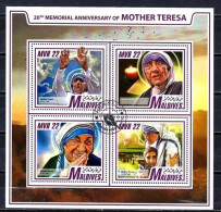 Célébrités Mère Teresa Maldives 2017 (15) Yvert N° 5898 à 5901 Oblitérés Used - Madre Teresa